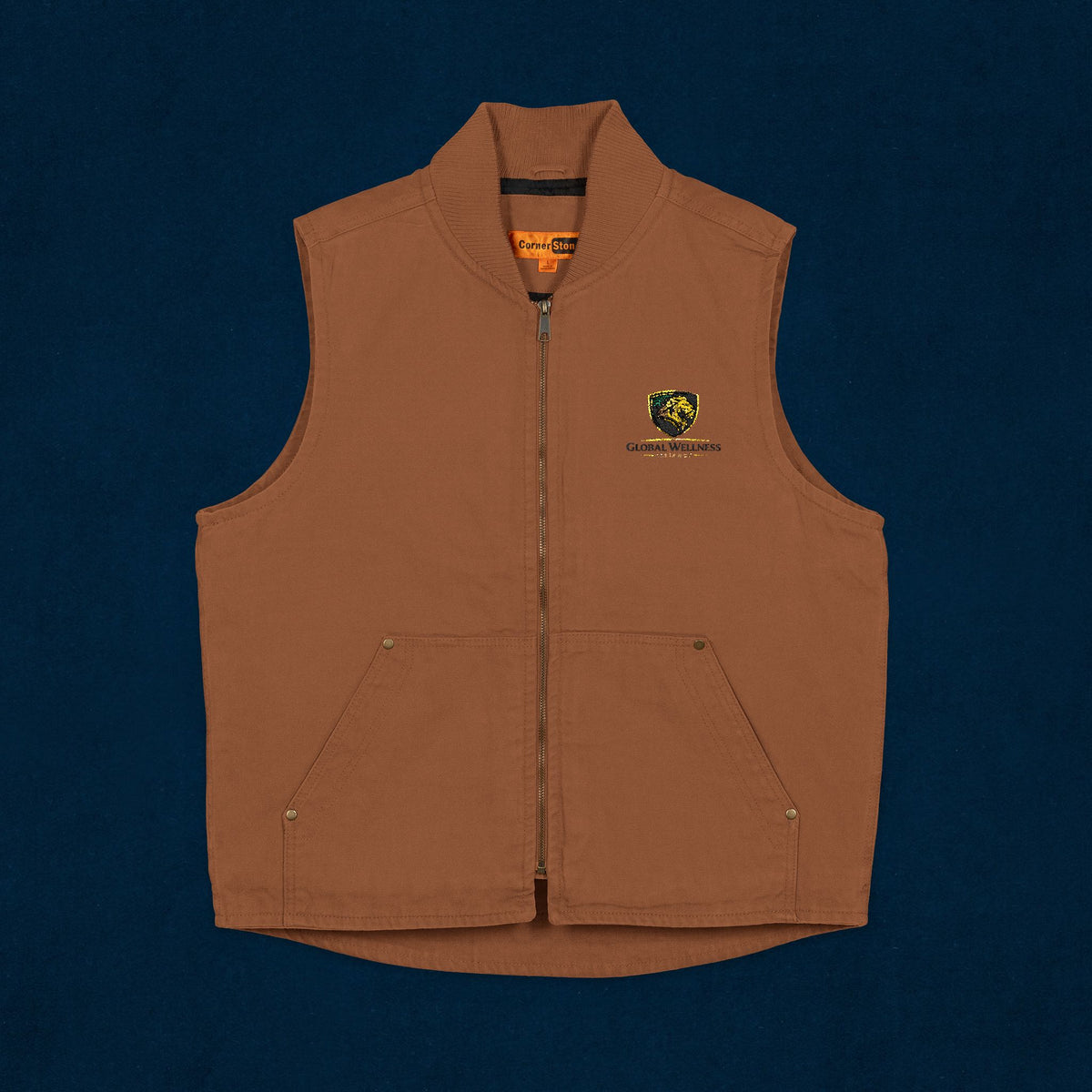 Embroidered Washed Duck Cloth Work Vest — Durable Utility Vest with Chest Logo