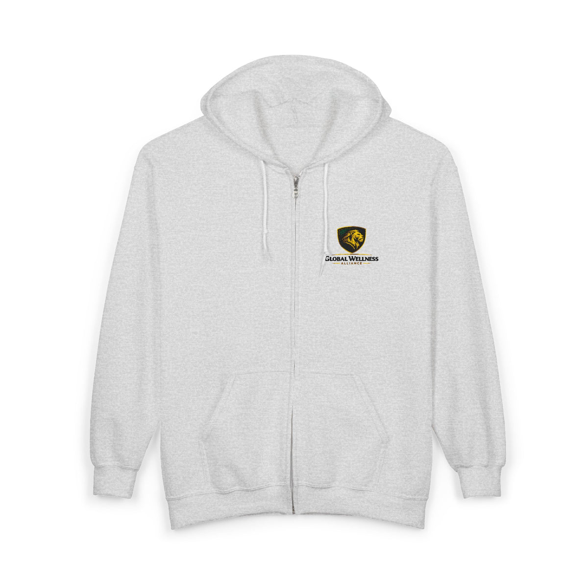 Full-Zip Hooded Sweatshirt — Classic Shield Logo "Golden Wolves"