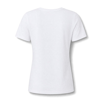 Women's V-Neck Tee — Small Chest Crest Graphic