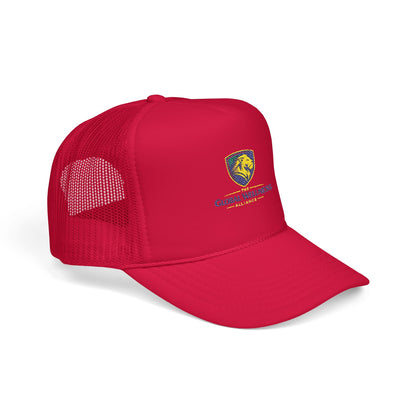 Global Wellness Alliance Trucker Hat — Embroidered Shield Logo Foam Cap
