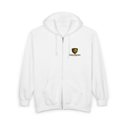 Full-Zip Hooded Sweatshirt — Classic Shield Logo "Golden Wolves"
