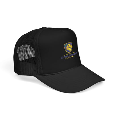 Global Wellness Alliance Trucker Hat — Embroidered Shield Logo Foam Cap
