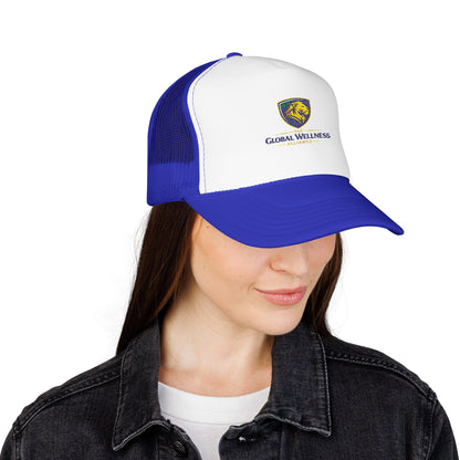 Global Wellness Alliance Trucker Hat — Embroidered Shield Logo Foam Cap