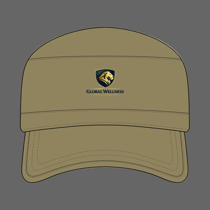 Global Wellness Corps Cap — Lion Shield Embroidered Military-Style Hat