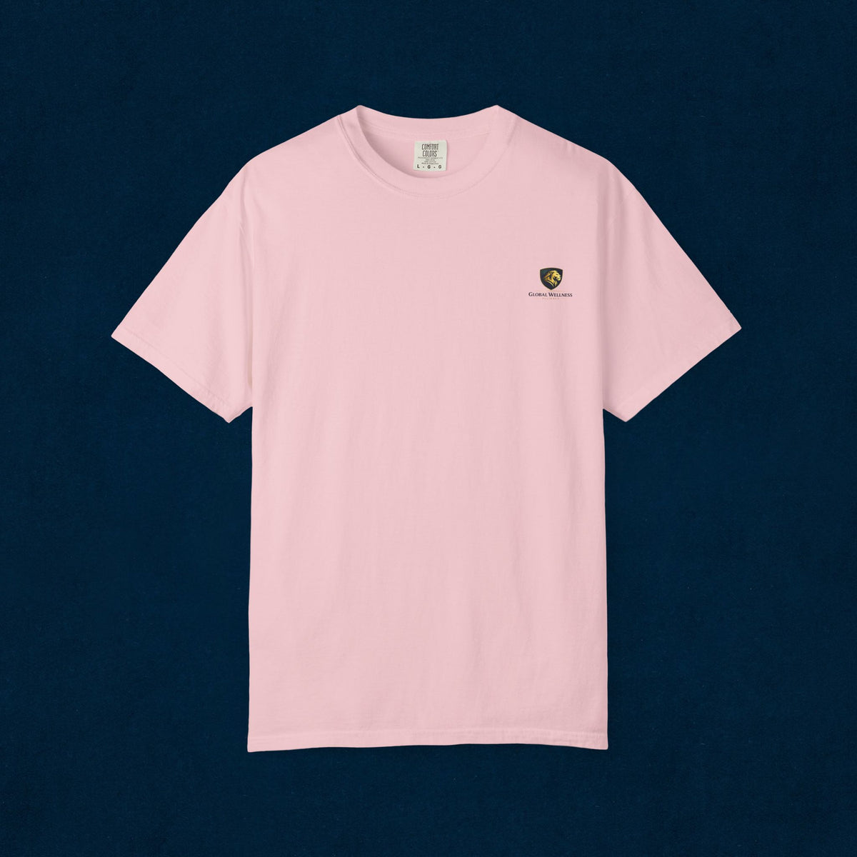 Minimal Cream T‑Shirt with Small Shield Logo — Casual Everyday Tee