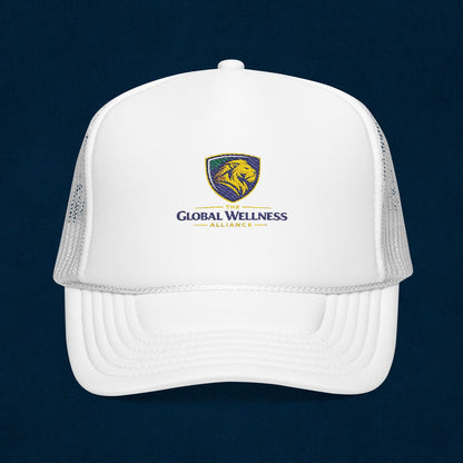 Global Wellness Alliance Trucker Hat — Embroidered Shield Logo Foam Cap