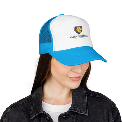 Global Wellness Alliance Trucker Hat — Embroidered Shield Logo Foam Cap