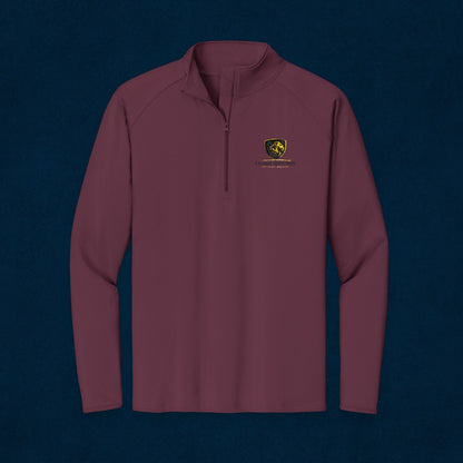 Embroidered Lion Crest Quarter-Zip Pullover — Men's Performance Top