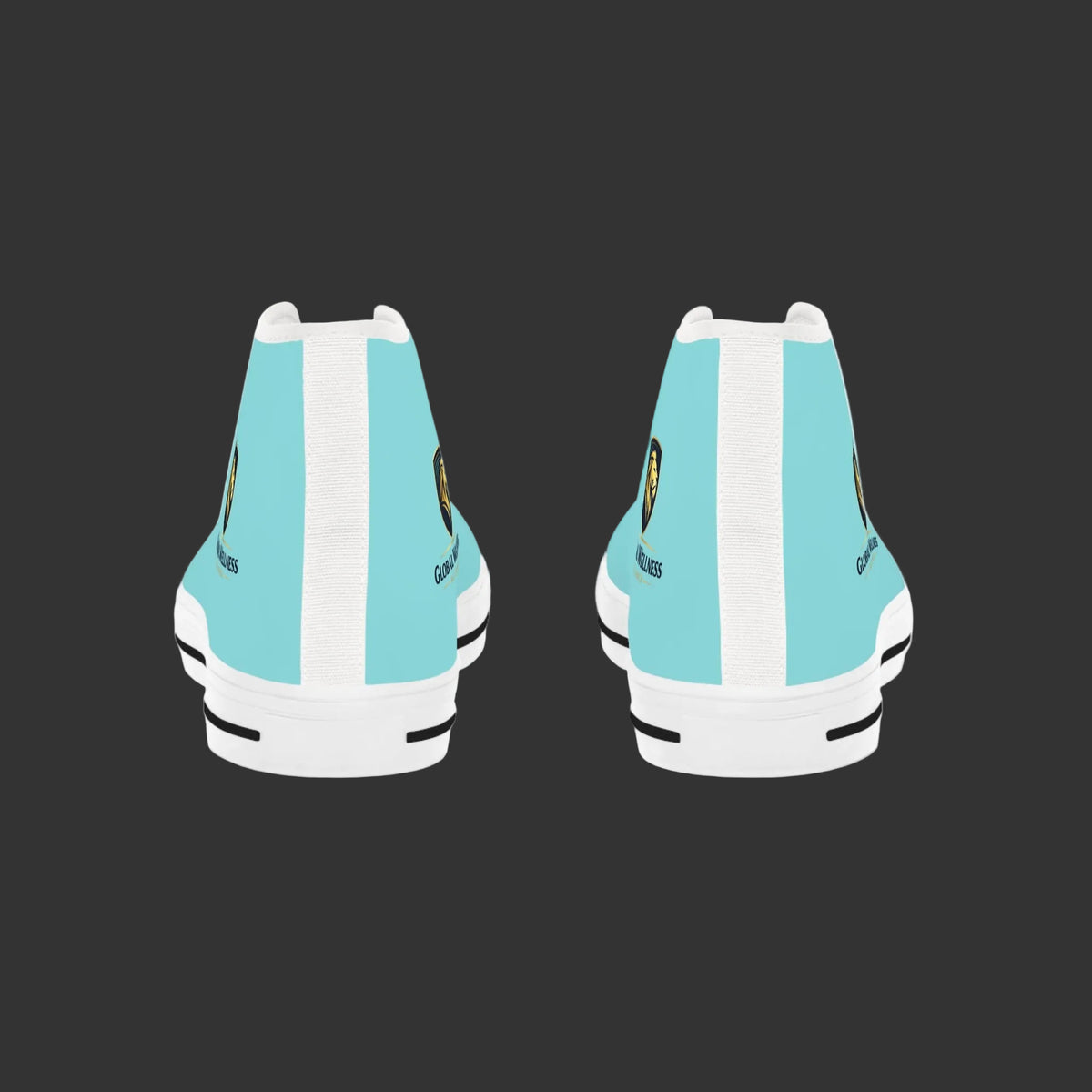 Turquoise High Top Sneakers with Gold Crest Accent — Men's Casual Canvas Shoes