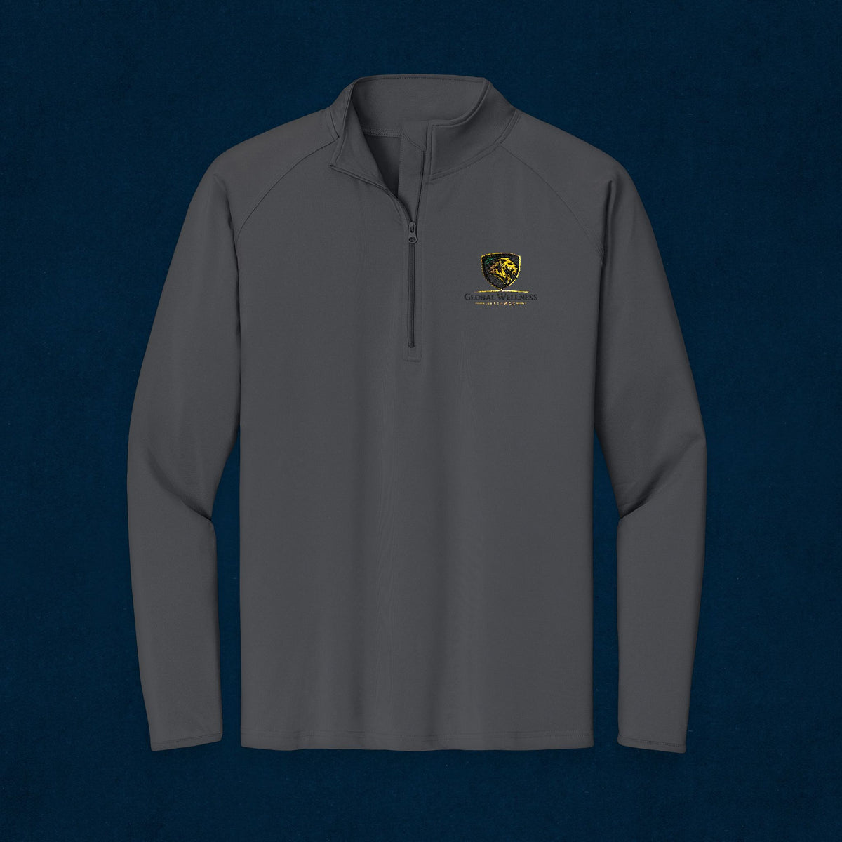 Embroidered Lion Crest Quarter-Zip Pullover — Men's Performance Top