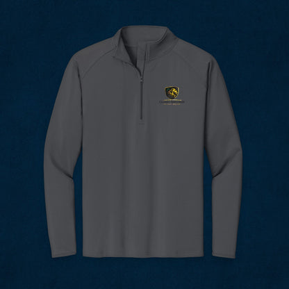 Embroidered Lion Crest Quarter-Zip Pullover — Men's Performance Top