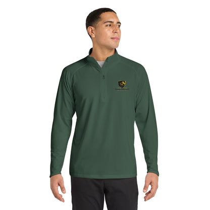 Embroidered Lion Crest Quarter-Zip Pullover — Men's Performance Top