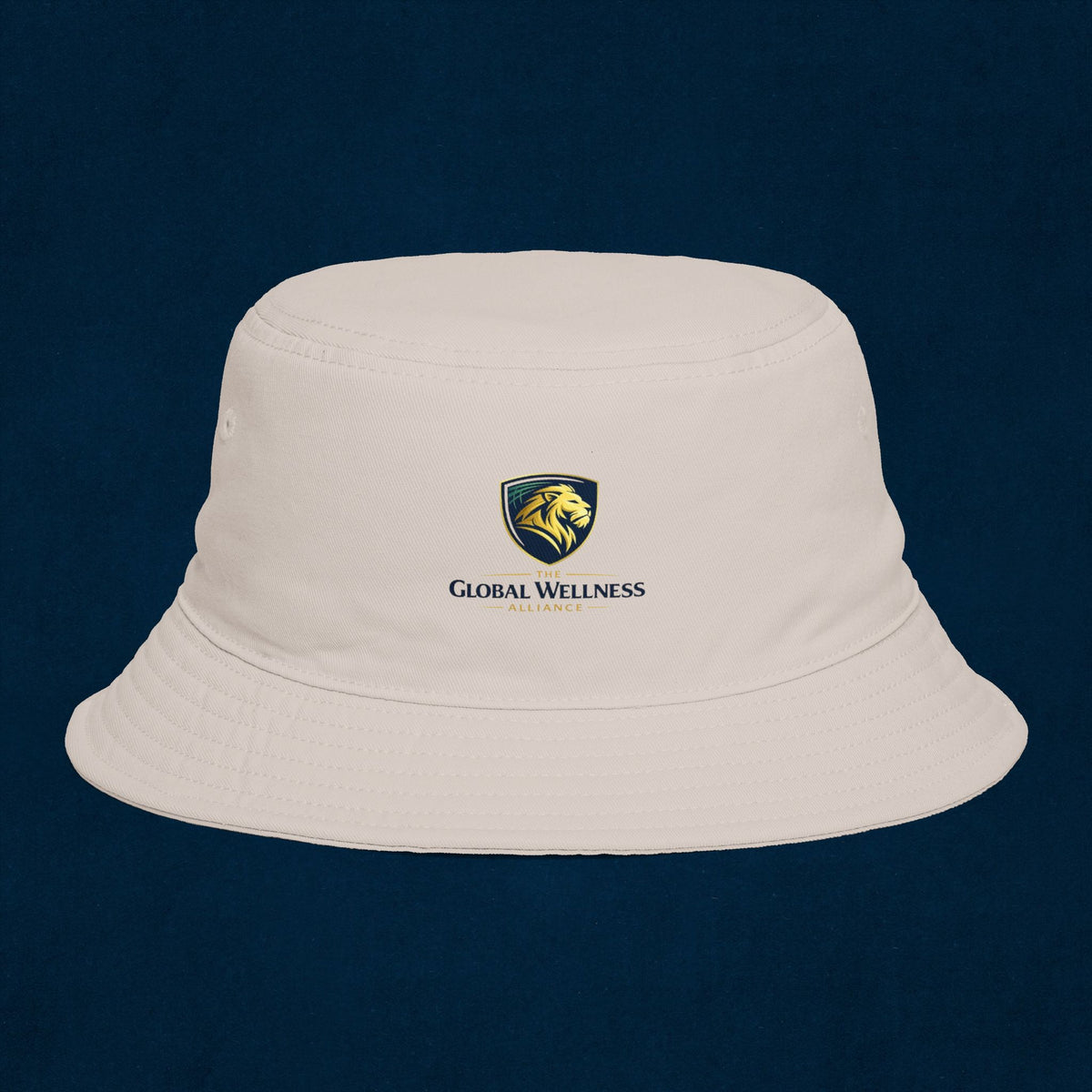 Brown Bucket Hat with Gold Crest Logo — Global Wellness Academy Embroidered Sun Hat