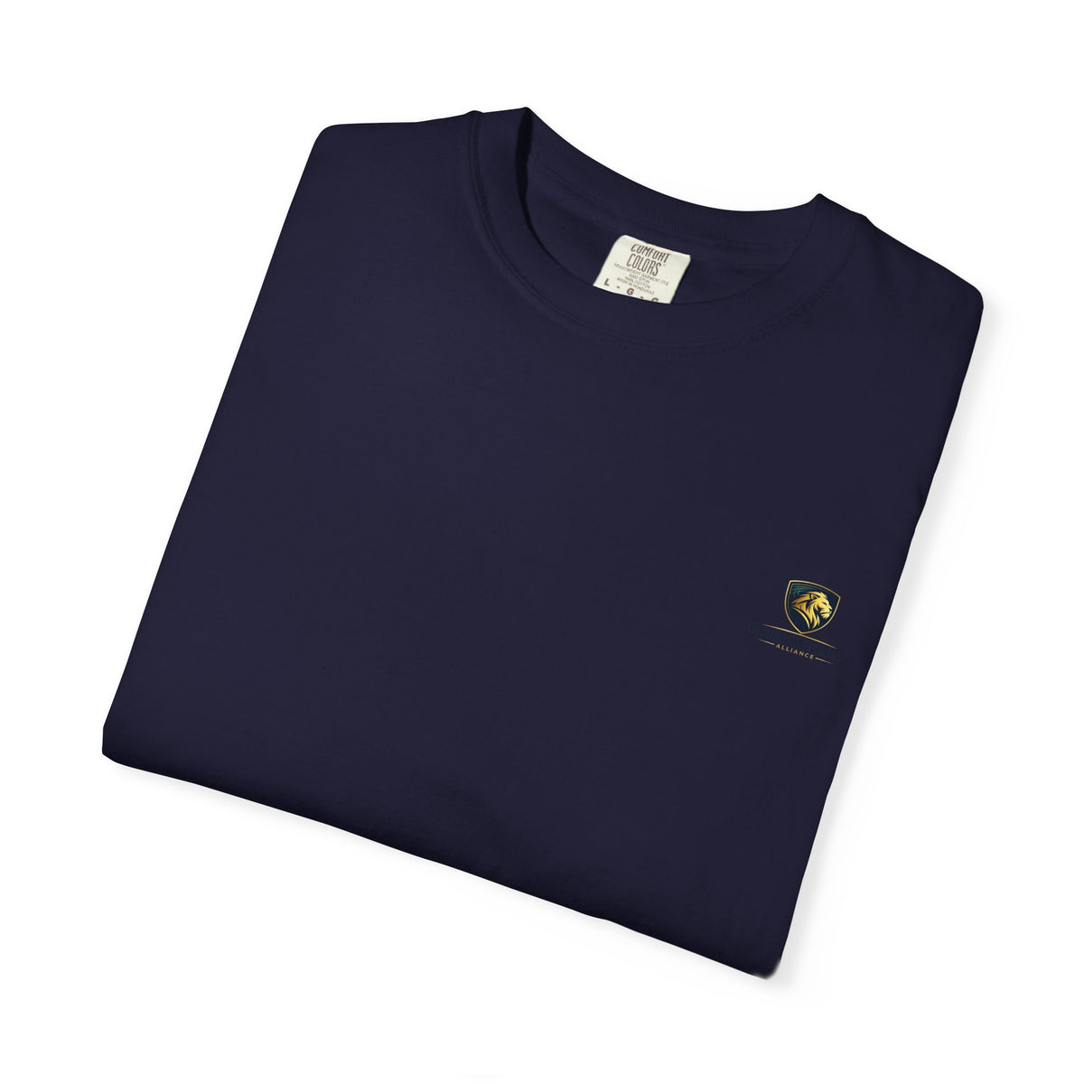 Minimal Cream T‑Shirt with Small Shield Logo — Casual Everyday Tee