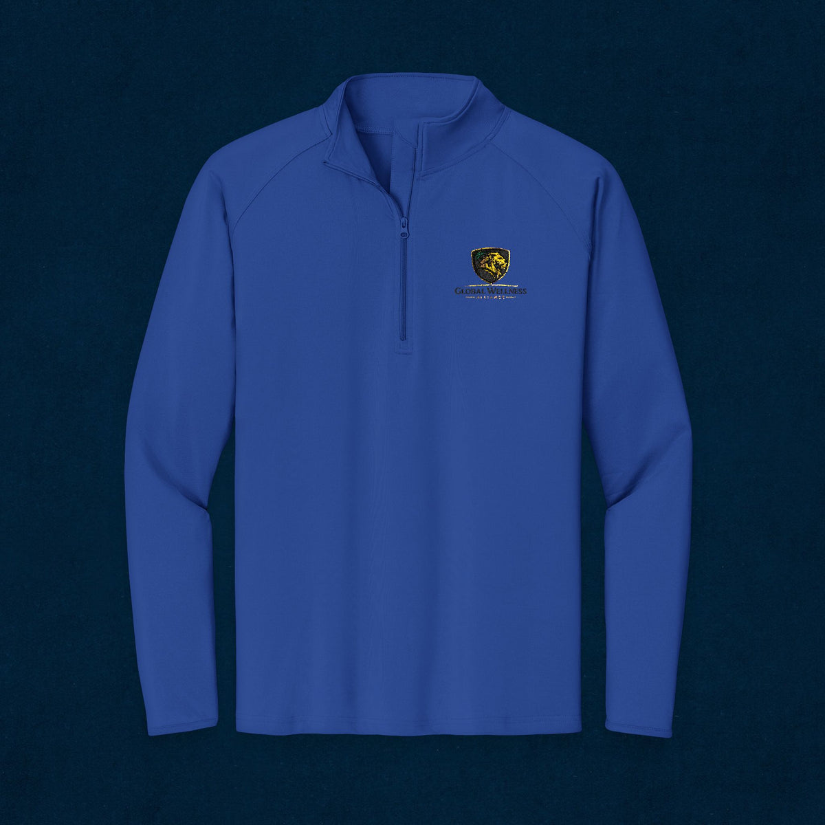 Embroidered Lion Crest Quarter-Zip Pullover — Men's Performance Top
