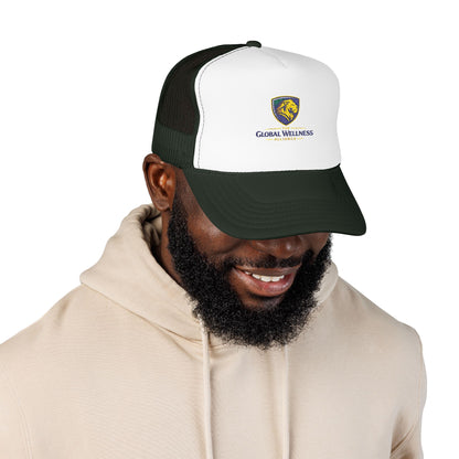 Global Wellness Alliance Trucker Hat — Embroidered Shield Logo Foam Cap