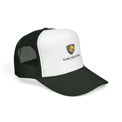 Global Wellness Alliance Trucker Hat — Embroidered Shield Logo Foam Cap