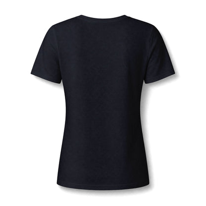 Women's V-Neck Tee — Small Chest Crest Graphic