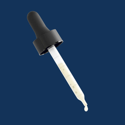 Black dropper with a clear liquid on a white background with 'suplifull' branding.