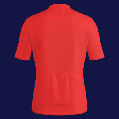 Back view of all-over print men's cycling jersey, stylish and functional for cycling enthusiasts.