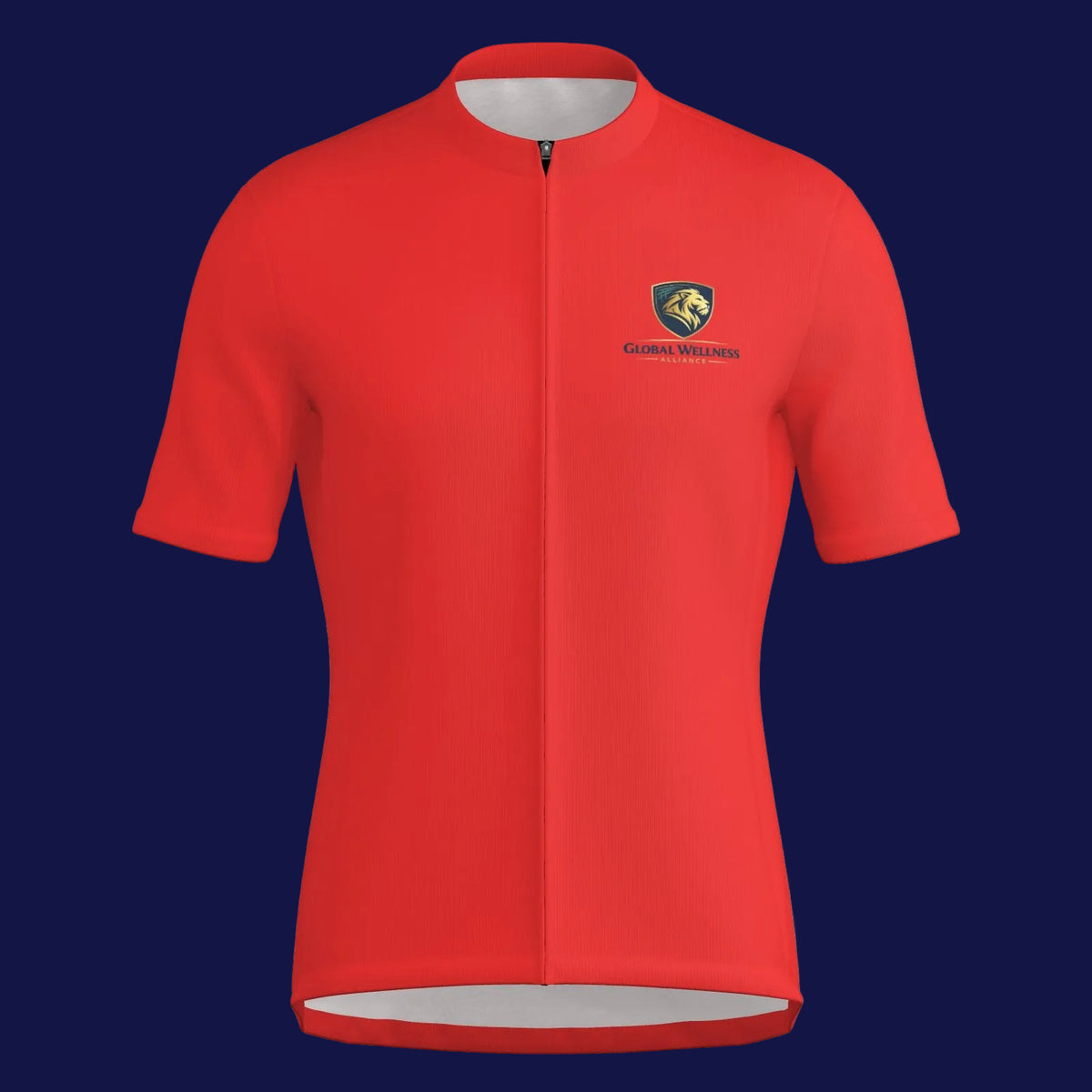 All-Over Print Men's Cycling Jersey Zipper Jacket in red with logo, suitable for cycling in comfort and style.